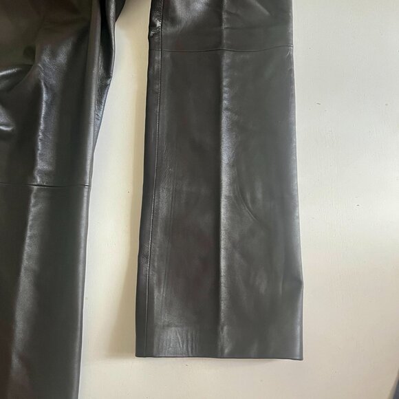 Vintage Lord & Taylor Brown 100% Leather Pants Classic Straight Leg Size 6P - Picture 4 of 12